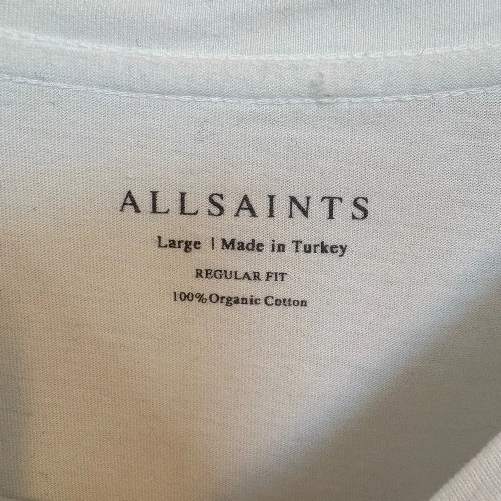 All Saints Brace Cotton Crew Neck Tshirt in White Size Large